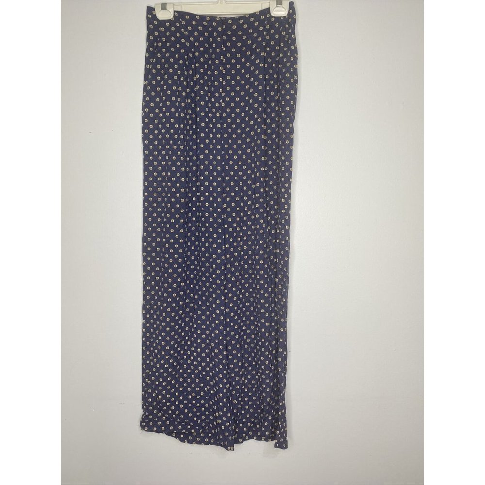 Anthropologie Feather Bone Wide Leg Palazzo Pants Womens Sz 0 Blue Yellow Print